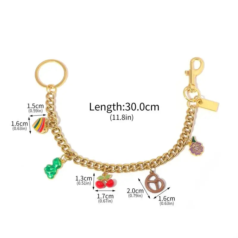 Cute Fashion Bag Keychain Flower Cherries And Cookies Pendant Bag Chain For Women Bag Charm Cute Accessories Jewelry Gifts