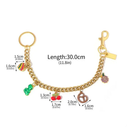 Cute Fashion Bag Keychain Flower Cherries And Cookies Pendant Bag Chain For Women Bag Charm Cute Accessories Jewelry Gifts
