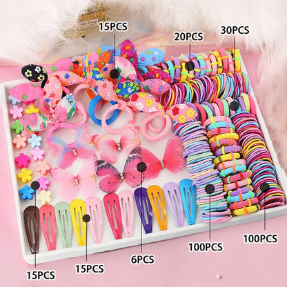 Hair Accessories Set For Girls Hair Clip Set Elastic Rubber Bands Flower Hair Clip Metal Snap Hair Clips For Girls Birthday Gift