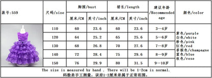 Girl's bow dress A dress with suspenders Rose flower girl wedding dress