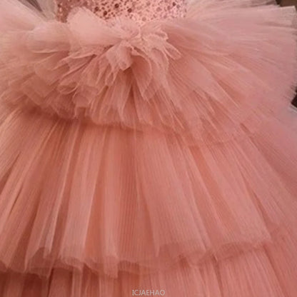 Girls Pageant Dress Stage Host Gown Kids Piano Performance Outfit Birthday Walking Formal Wear Party Flower Girl Wedding Show