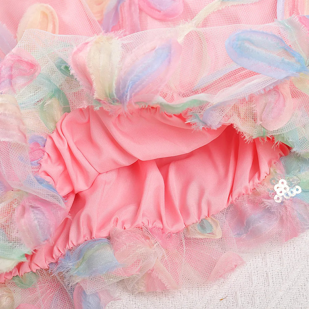 Girl Clothing 2025 Summer Girl Clothes Children Colorful Flower Princess Dress Kids Cute Sweet Birthday Party Holiday Dresses
