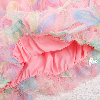 Girl Clothing 2025 Summer Girl Clothes Children Colorful Flower Princess Dress Kids Cute Sweet Birthday Party Holiday Dresses