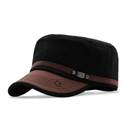 Men Unisex Army Hat Baseball Cap Cotton Cadet Hat Military  Breathable Combat Fishing Flat Adjustable Cap (Available)