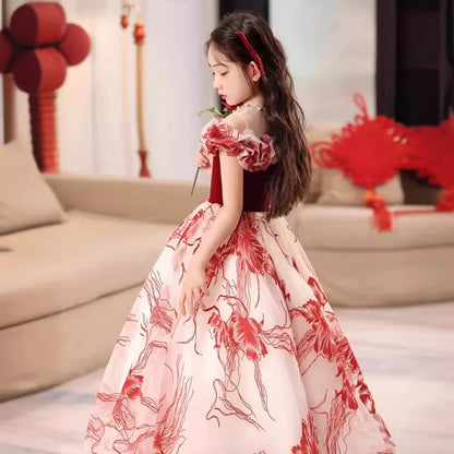 Girls' dress Princess dress Little girl Birthday party Flower Child Wedding Children's catwalk pompadour dress