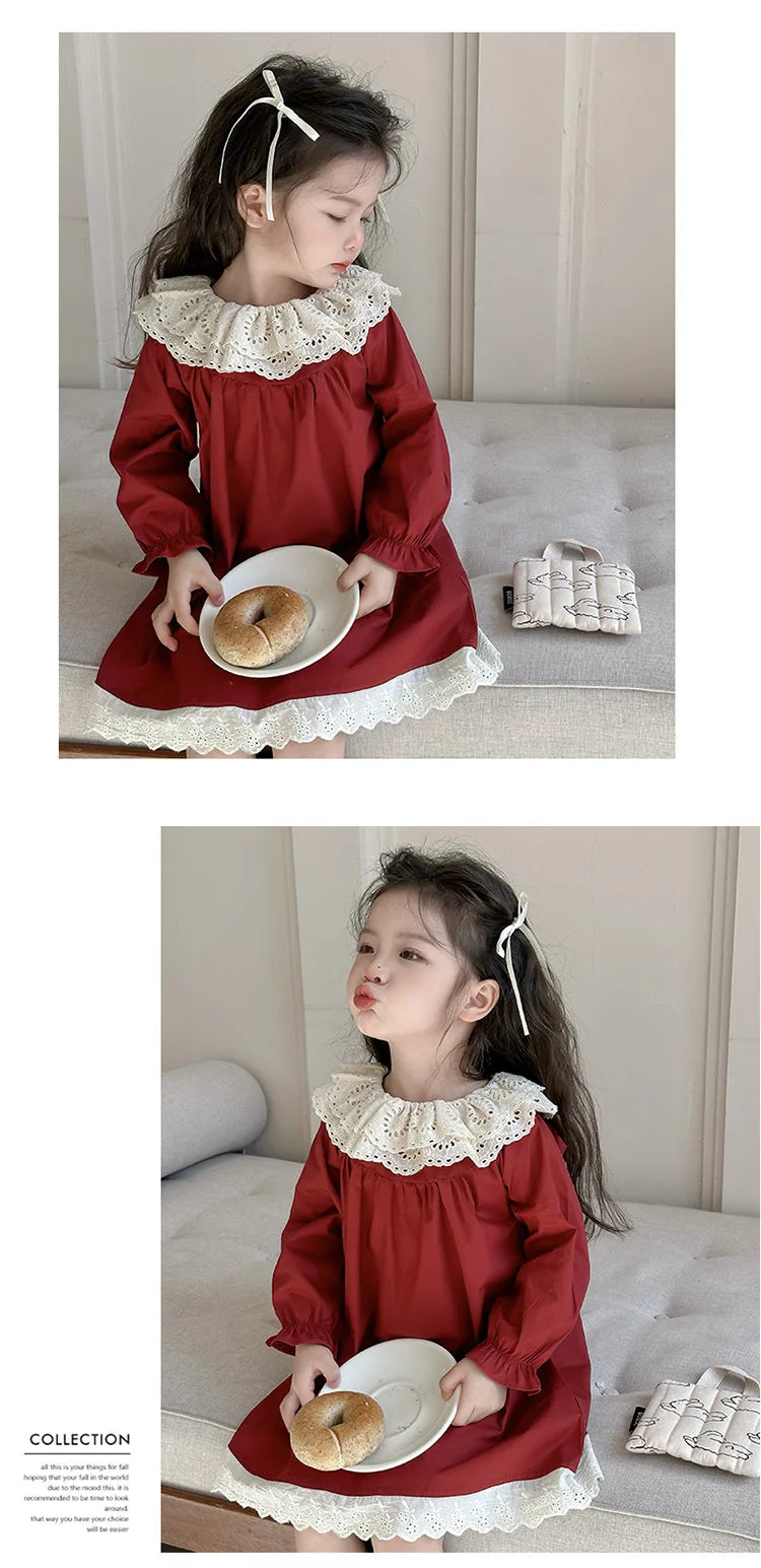 Girls' Dress Spring and Autumn 2025 New Children's Foreign Spring Dress Long Sleeve Skirt Spring Girl Princess Dress