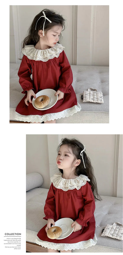 Girls' Dress Spring and Autumn 2025 New Children's Foreign Spring Dress Long Sleeve Skirt Spring Girl Princess Dress