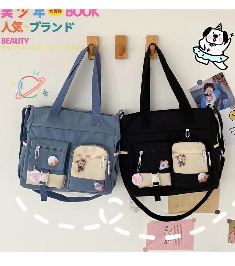 School Tote Book Bags for Girls Satchels Canvas Women Handbags Shoulder Bag Nylon Ladies Messenger Bag Oxford Crossbody Bags