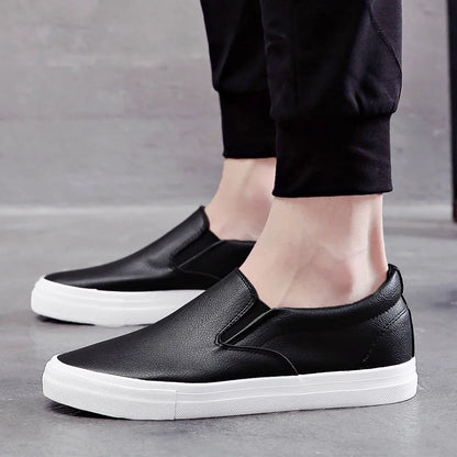 New Shoes for Men Leather Casual Shoes Spring Fashion Concise Flat Shoes 2 Colors Slip-on Loafers (Available)