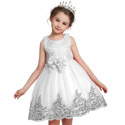 Girls Party Dresses 1st Birthday Baby Girl Princess Dress For Christening Flower White Wedding Dress Halloween Children Clothing