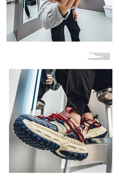 New Thick Soled Height Increasing Men's Casual Shoes 2025 Spring Color Blocked Comfortable Fashion Trend Low Cut Chunky sneakers (Available)