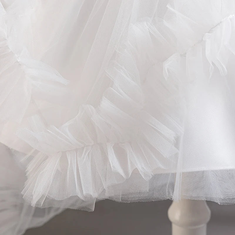 Baby Girls Party Dresses Sleeveless Eleagnt Solid Wedding Evening Ball Gown Holiday Costume Tulle Dress For Little Girl