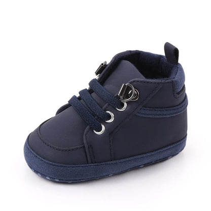 Brand Newborn Baby Boy Shoes Soft Sole Crib Shoes Warm Boots Anti-slip Sneaker Solid PU First Walkers for 1 Year Old 0-18 Months