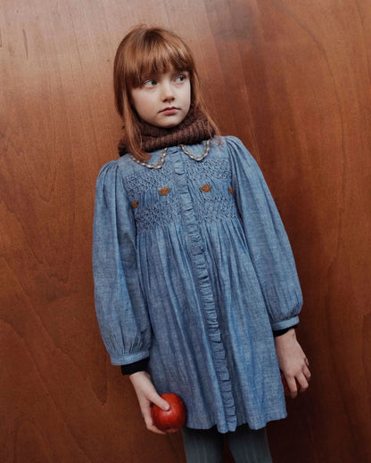 Girls' Dresses 2025 Fall New Arrivals Printed Embroidered Princess Dress Cotton Warm Girls' Jacket Peter Pan Collar Knit Sweater