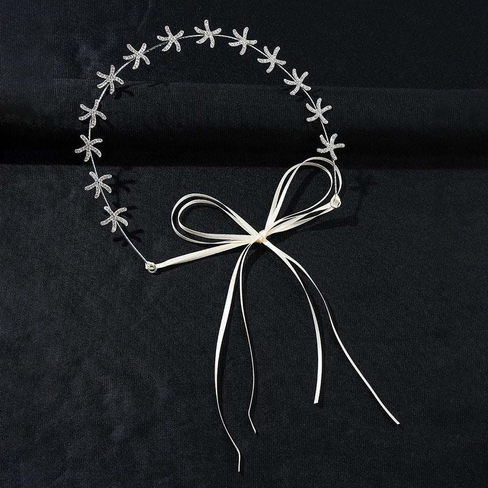 Headbands tiaras wedding accessories for women starfish shaped rhinestone hairbands fairy bride princess headwear hair jewelry