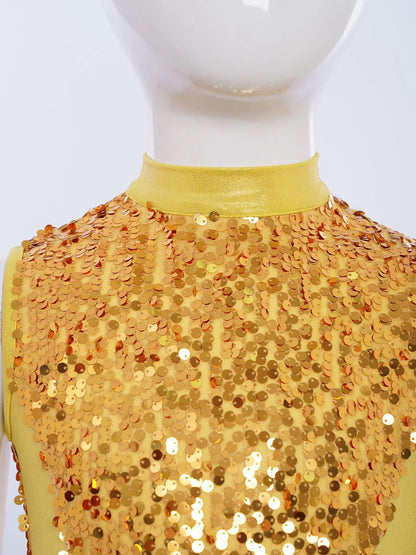 Girls Liturgical Worship Praise Dance Dress Contemporary Lyrical Dancewear Sleeveless Sequins Bodice Asymmetrical Tunic Dresses