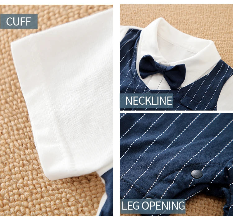 Newborn Clothing Handsome Gentleman Party Dress CottonComfortable AndSoft Summer Boys And Girls 0-18m Short Sleeve Baby Bodysuit