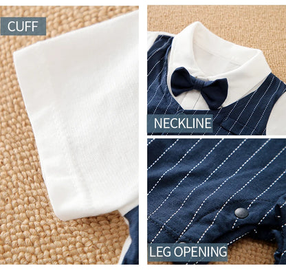 Newborn Clothing Handsome Gentleman Party Dress CottonComfortable AndSoft Summer Boys And Girls 0-18m Short Sleeve Baby Bodysuit