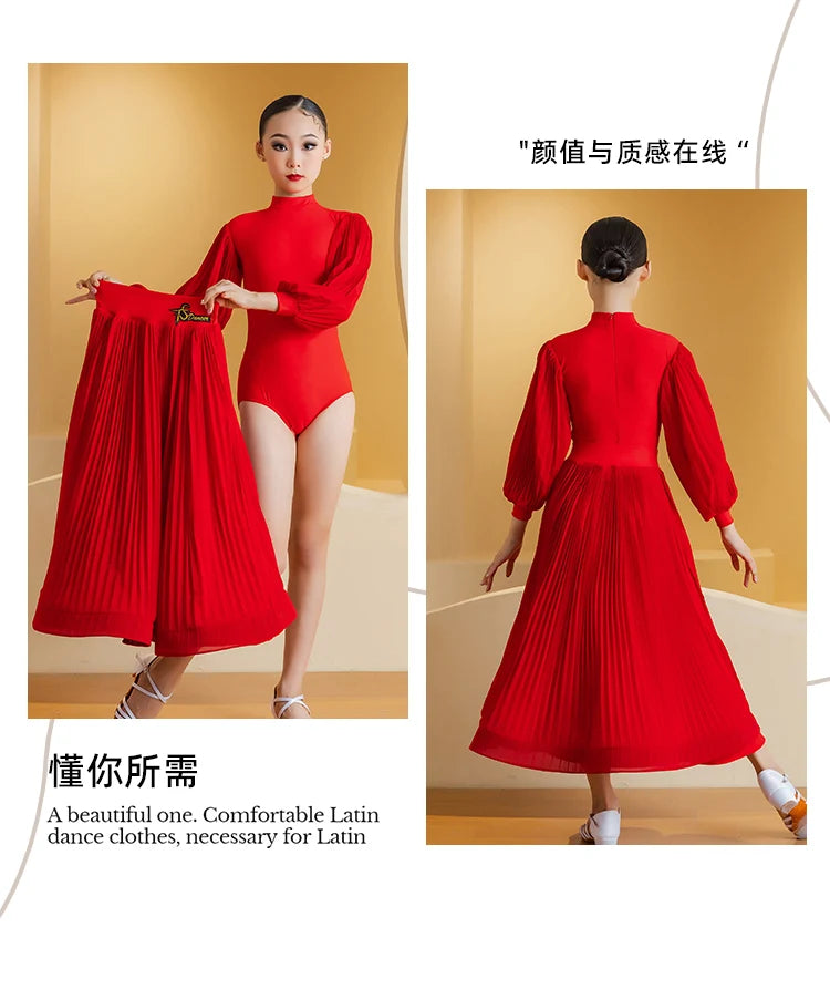 Girl New modern dance dress, girls' ballroom dance, waltz, high-end professional social dance, large skirt performance dress