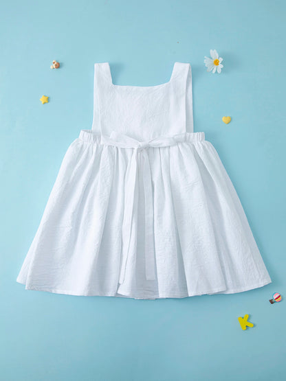 Summer Girls' Dress European and American New Solid Color Pleated Dress Sleeveless Cotton Children's Princess Dress