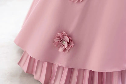 New Kid Party Dress for Occasions Flower Girl Formal Dresses Festive Children Red Clothes 1- 5 Years