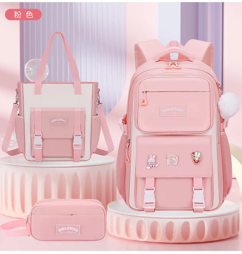 New Anti-splashing High-quality Middle High School Student Schoolbag Girls Large-capacity Burden-reducing Children's Backpack