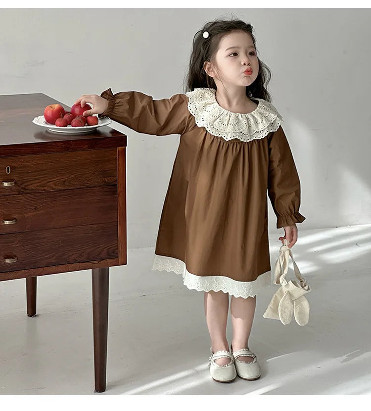 Girls' Dress Spring and Autumn 2025 New Children's Foreign Spring Dress Long Sleeve Skirt Spring Girl Princess Dress