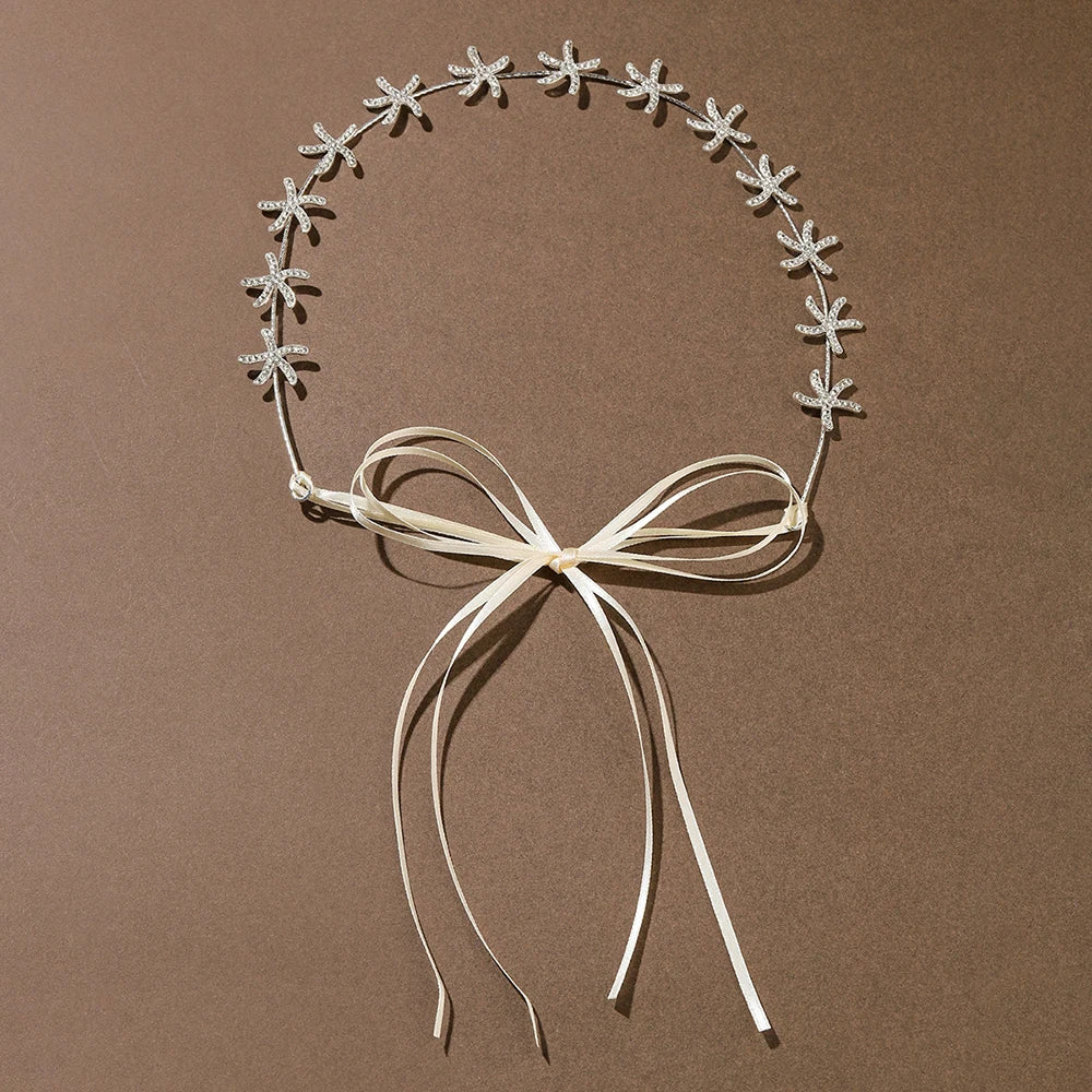 Headbands tiaras wedding accessories for women starfish shaped rhinestone hairbands fairy bride princess headwear hair jewelry