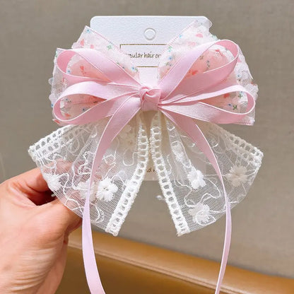 Women's Hair Clips Floral Bow Cute Kawaii Sweet Girl's Barrettes Ribbon Lace Fashionable Trendy  Hair Accessories Children Funny