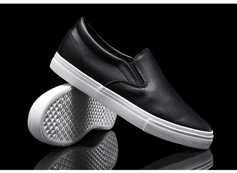 New Shoes for Men Leather Casual Shoes Spring Fashion Concise Flat Shoes 2 Colors Slip-on Loafers (Available)