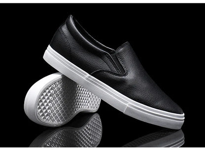 New Shoes for Men Leather Casual Shoes Spring Fashion Concise Flat Shoes 2 Colors Slip-on Loafers (Available)