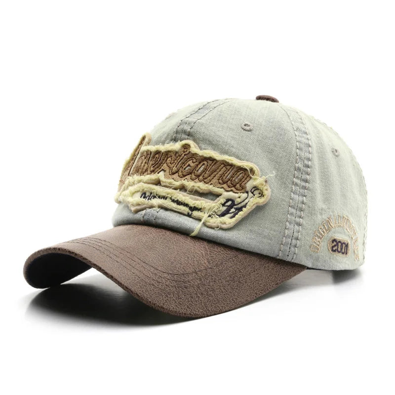 Embroidery Letters Denim Baseball Cap For Men Women Fashion Patchwork Sunshade Peaked Hat Hip Hop Cotton Dad Trucker Caps
