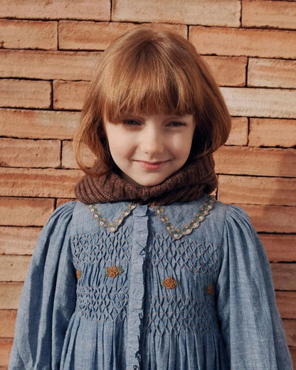 Girls' Dresses 2025 Fall New Arrivals Printed Embroidered Princess Dress Cotton Warm Girls' Jacket Peter Pan Collar Knit Sweater