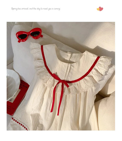 Summer Girl Dress New Fashion Versatile Summer Dress Exquisite Sweet Lace Girl Clothes Simple Ruffled Princess Skirt Ropa Niña