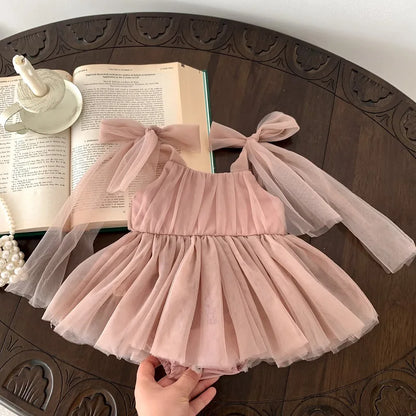 0-2 Year Old Baby Dress Summer New Newborn Centennial Birthday Party Girl Princess Dress Sleeveless Mesh Romper Dress