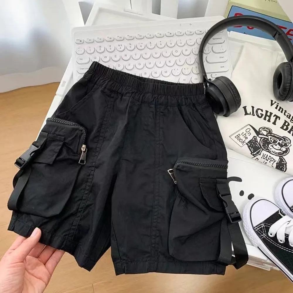 Summer Boys Short Pants Leisure Boys Shorts With Pocket Decoration Calf-Length Trousers For Kids 2024 New