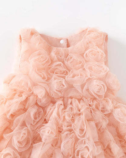 Toddler Kids Dresses for Girls Roses Flower Summer Pinafore Dress Princess Baby Clothes