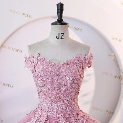 Dust Pink Party Dresses 15 Quinceanera Dresses Ball Gown Elegant Off Shoulder Prom Gown Formal 15 Year Old Dress Customized
