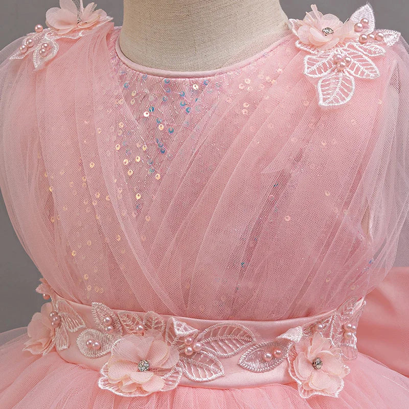 Tailing Dresses For Flower Girls Party Princess Purple Dress Kids Girl Dresses For Wedding Birthday Ceremony