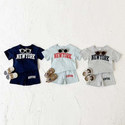 Summer Hot Baby Boys Clothes Pure Cotton Short Sleeved+Shorts Set Letter Printed T-shirt Sports Set Baby Girl Newborn 2PCS