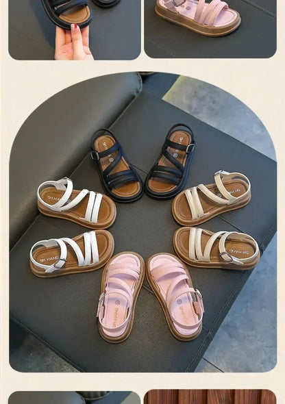 1-10Y Baby Girls Sandals Summer Children's New Cool Fashion Princess Cute Versatile Shoes for Students Flat Sandal Casual Shoe  (Available)
