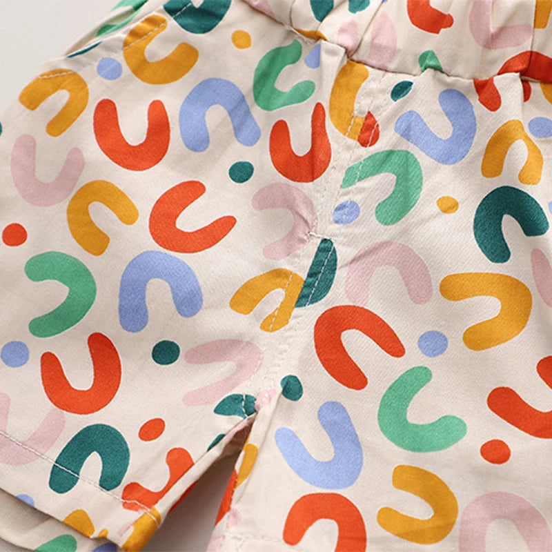 Summer Baby Boy Outfits Suit Fashion Print Kids Shirt Short Pant Sets Thin Cotton Toddler Tee Tops Children Clothes Tracksuits