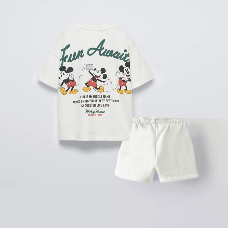 Summer Boys Fashion Costume Printing T-shirt Black Shorts Trendy Clothes Kids Short Sleeve Shorts Children Casual Sports Set