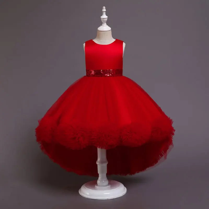 Summer Kids Dresses for Girls Casual Flower Girl Dresses for Weddings Solid Satin Sleeveless Children Girl Dress 3-10 Years
