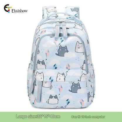 School Bags for Girls Cute Printing Cat School Backpack and Handbag Kawaii Children Backpack Back To School 2024 Mochila Escolar