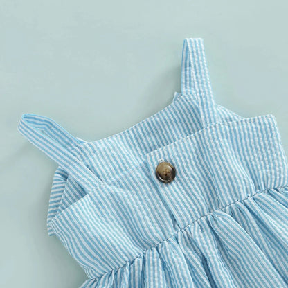 0-18M Newborn Baby Girl 2Pcs Sweet Clothing Set Striped Print Big Bow Embellished Vest Dress Top Shorts