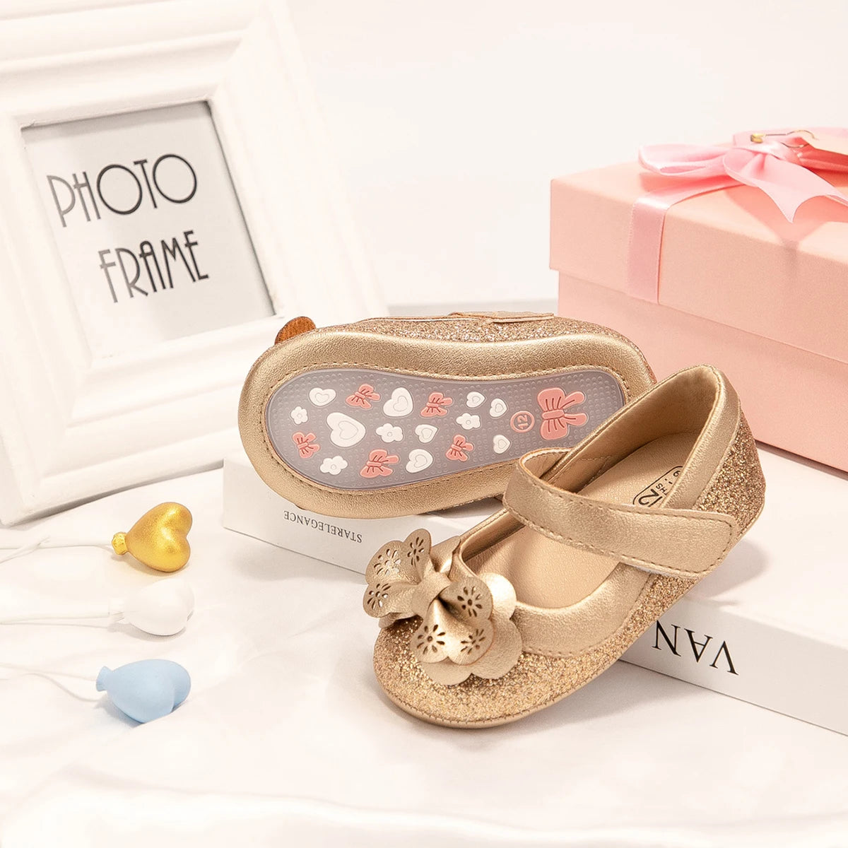 Newborn Baby Shoes Baby Boy Girl Shoes Girl Classic Bowknot Rubber Sole Anti-slip PU Dress Shoes First Walker Toddler Crib Shoes