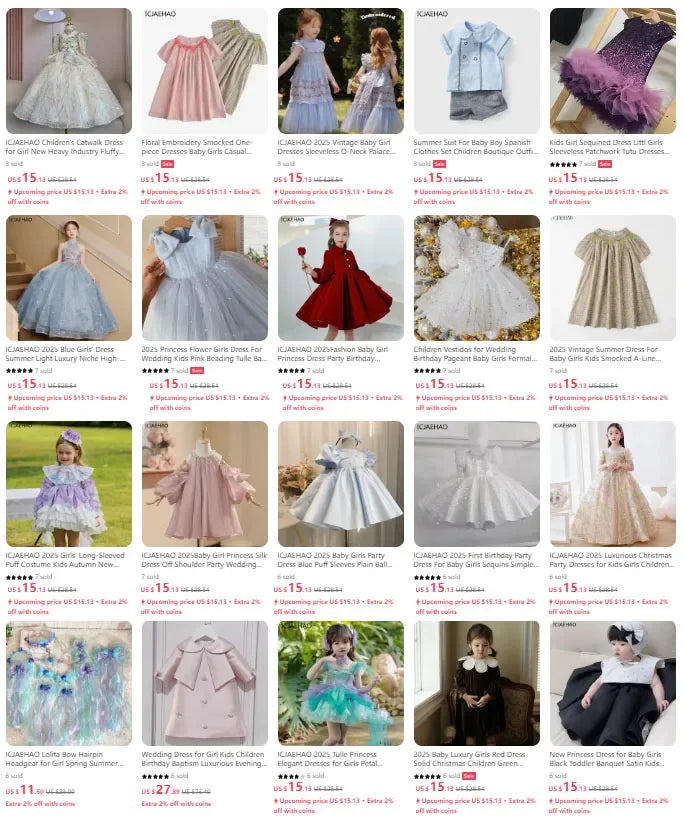 Girl's White Wedding Tutu Dress, Elegant Princess Dress for Flower Dresses Kids Vestidos Girl Birthday Party Princess Sequins