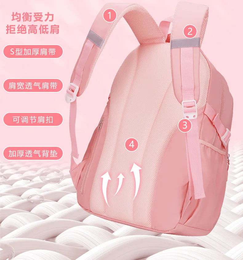 New Anti-splashing High-quality Middle High School Student Schoolbag Girls Large-capacity Burden-reducing Children's Backpack