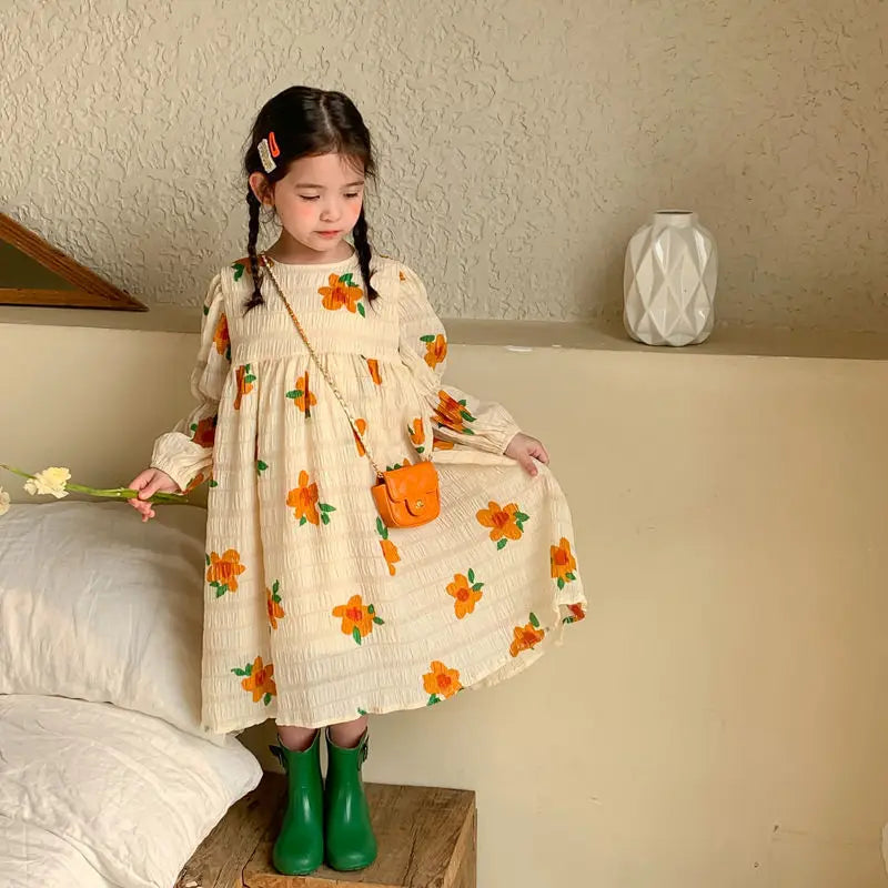 New Summer Kids Dresses for Girls Pure Color All-match Lace Girls  Short-sleeved Dress Baby Princess Dress Girls Clothes